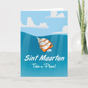 Sint Maarten holiday travel poster cartoon.