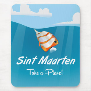 Sint Maarten holiday travel poster cartoon. Mouse Mat