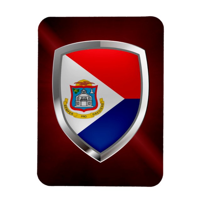 Sint Maarten Metallic Emblem Magnet (Vertical)