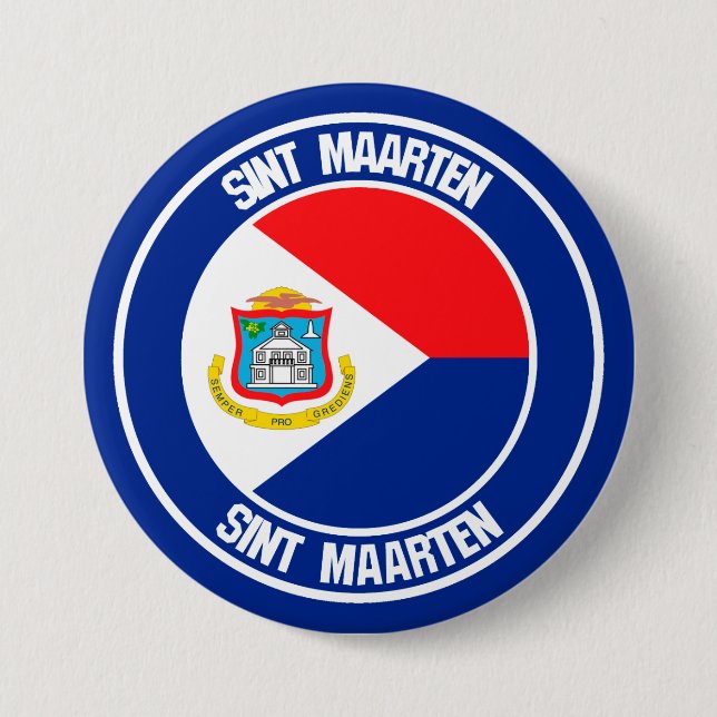 Sint Maarten Round Emblem 7.5 Cm Round Badge (Front)
