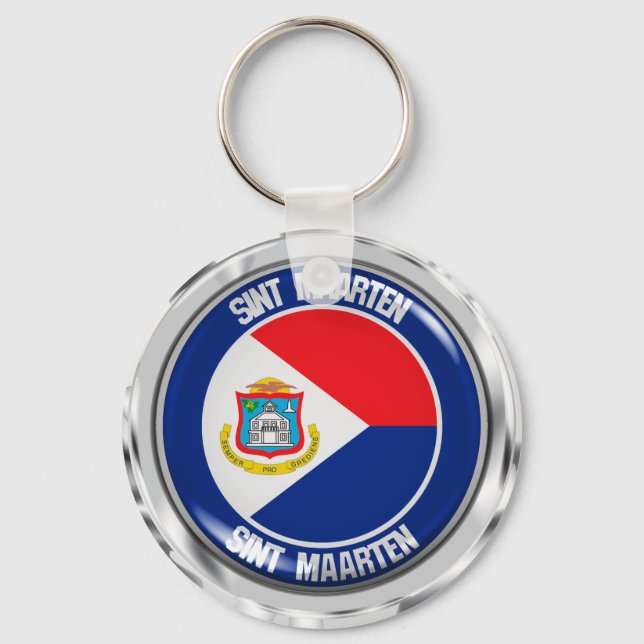 Sint Maarten Round Emblem Key Ring (Front)