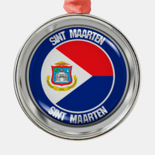 Sint Maarten Round Emblem Metal Tree Decoration