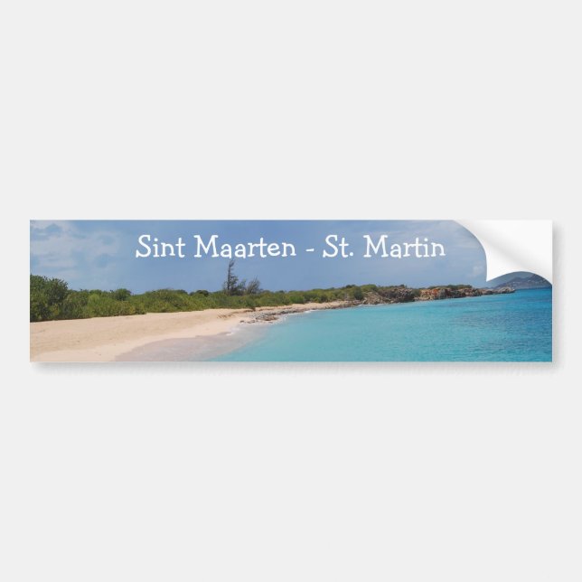 Sint Maarten - St. Martin Beach Scene Bumper Sticker (Front)