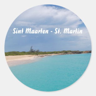 Sint Maarten - St. Martin Beach Scene Classic Round Sticker