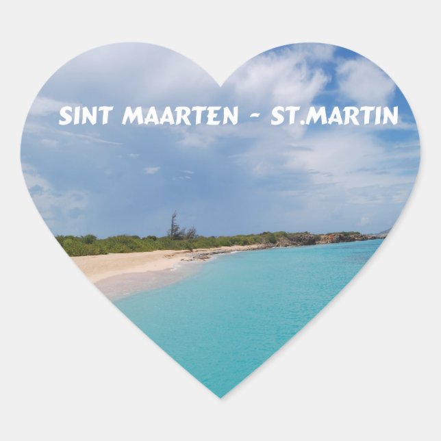 Sint Maarten - St. Martin Beach Scene Heart Sticker (Front)