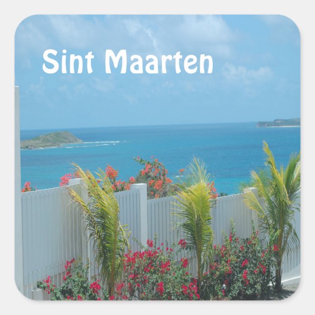 Sint Maarten - St. Martin Ocean Blue Seascape Squa Square Sticker (Front)