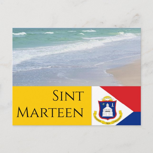 Sint Marteen St Martin flag and beaches Postcard (Front)