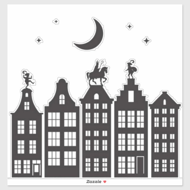 Sinterklaas Atop Canal Houses Window Stickers (Sheet)