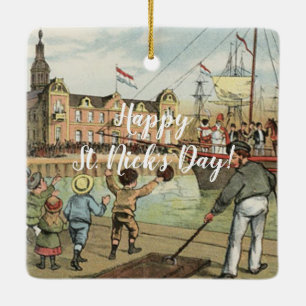 Sinterklaas Dutch St. Nick Vintage St. Nicholas Ceramic Tree Decoration