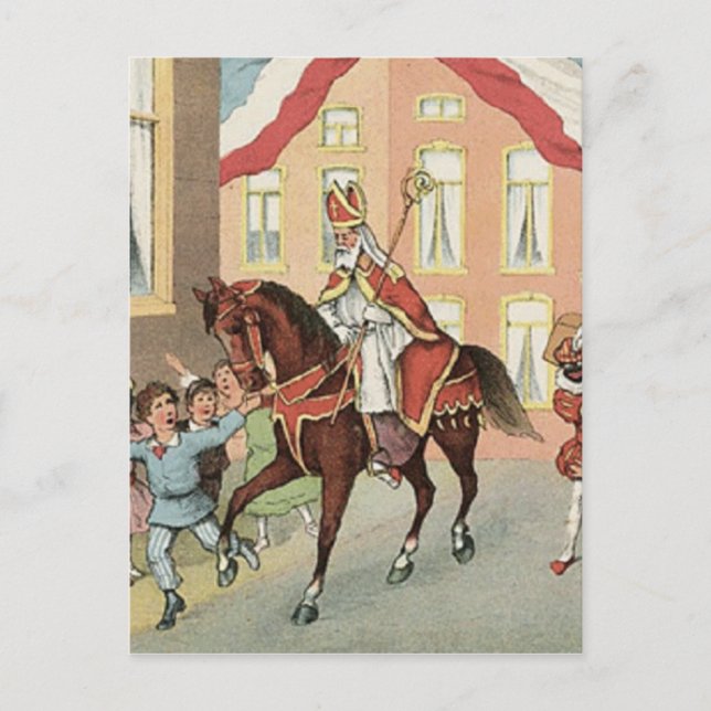 Sinterklaas Dutch St. Nick Vintage St. Nicholas Postcard (Front)