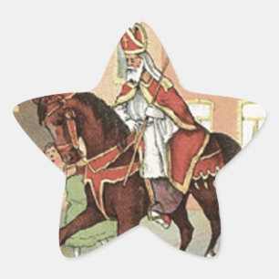 Sinterklaas Dutch St. Nick Vintage St. Nicholas Star Sticker