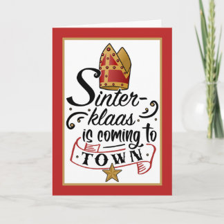 Sinterklaas is Coming to Town with Mitre and Star Card