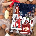 Sinterklaas & Piet on the roofs of Amsterdam Card<br><div class="desc">Sinterklaas and Piet on the roofs of Amsterdam. Original artwork by Caroline Bonne Müller</div>