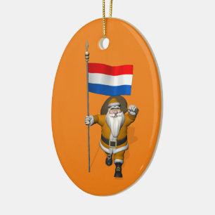 Sinterklaas With Ensign Of The Netherlands Ceramic Tree Decoration