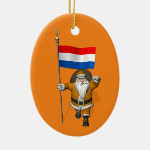 Sinterklaas With Ensign Of The Netherlands Ceramic Tree Decoration