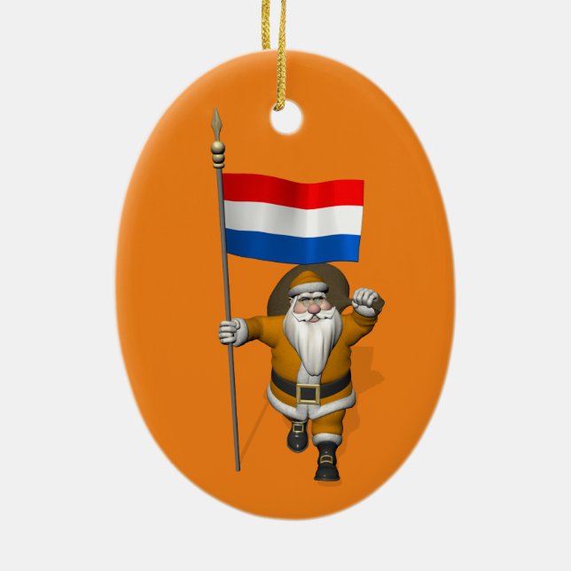 Sinterklaas With Ensign Of The Netherlands Ceramic Tree Decoration (Back)