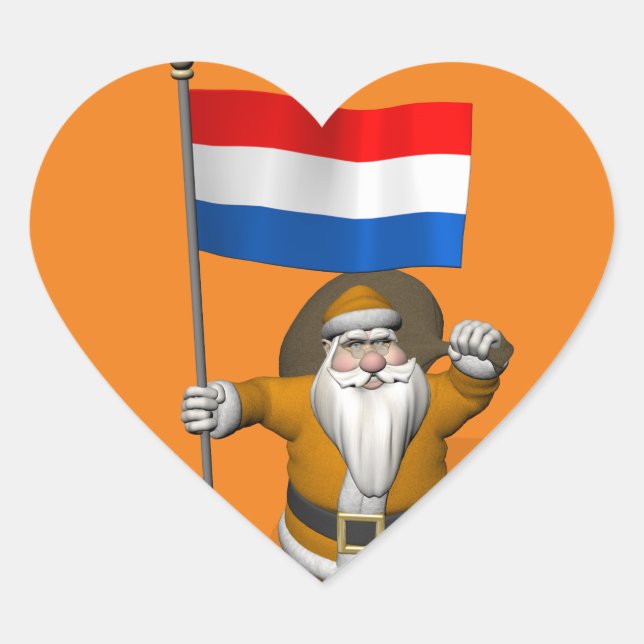 Sinterklaas With Ensign Of The Netherlands Heart Sticker (Front)