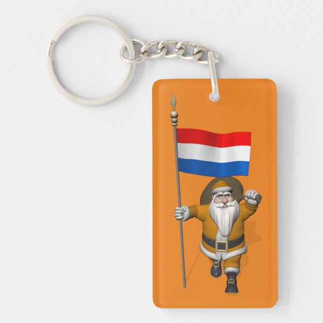 Sinterklaas With Ensign Of The Netherlands Key Ring (Front)