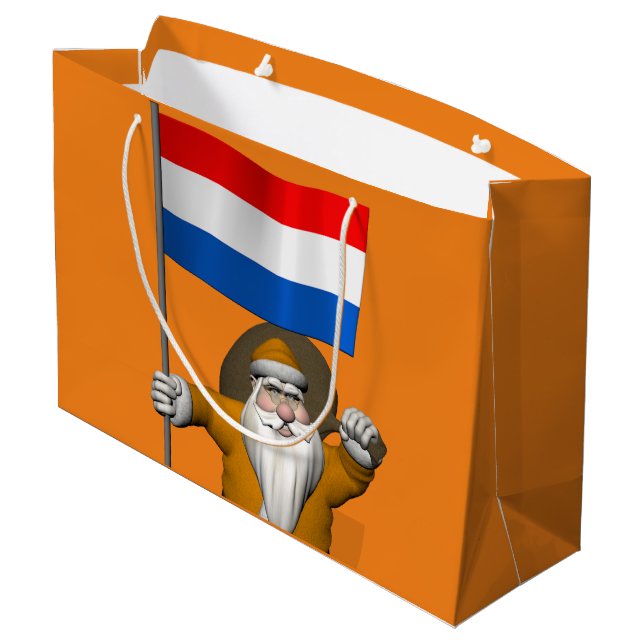 Sinterklaas With Ensign Of The Netherlands Large Gift Bag (Back Angled)