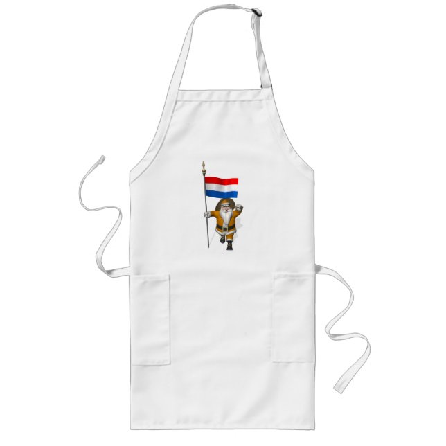 Sinterklaas With Ensign Of The Netherlands Long Apron (Front)