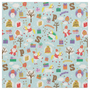 Sinterklaas with white Horse Fabric