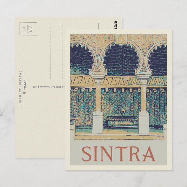 Sintra Moorish decoration illustration Portugal Postcard (Front/Back)