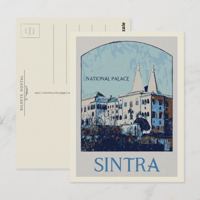 Sintra National palace illustration Portugal Postcard (Front/Back)