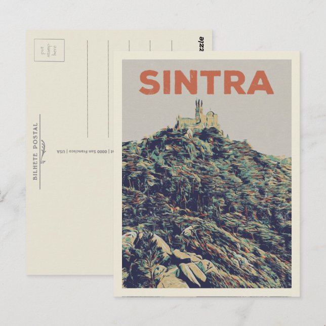 Sintra Pena Palace illustration Portugal Postcard (Front/Back)