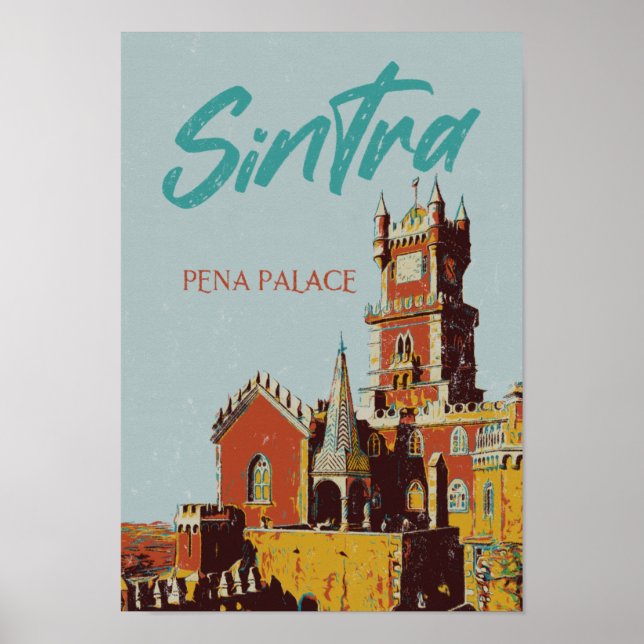Sintra Pena Palace illustration Portugal vintage Poster (Front)