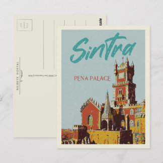 Sintra Pena's palace illustration Portugal Postcard