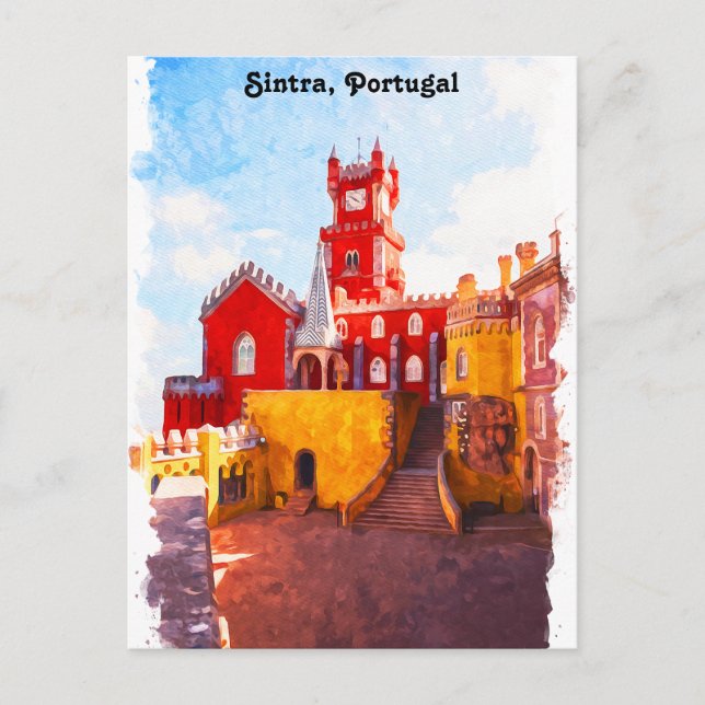 Sintra Portugal City Watercolor Postcard (Front)