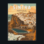 Sintra Portugal Illustration Travel Art Vintage Postcard<br><div class="desc">Sintra retro vector travel design. Sintra,  a fairy-tale town in Portugal,  is known for its stunning palaces,  lush forests,  and rich history.</div>