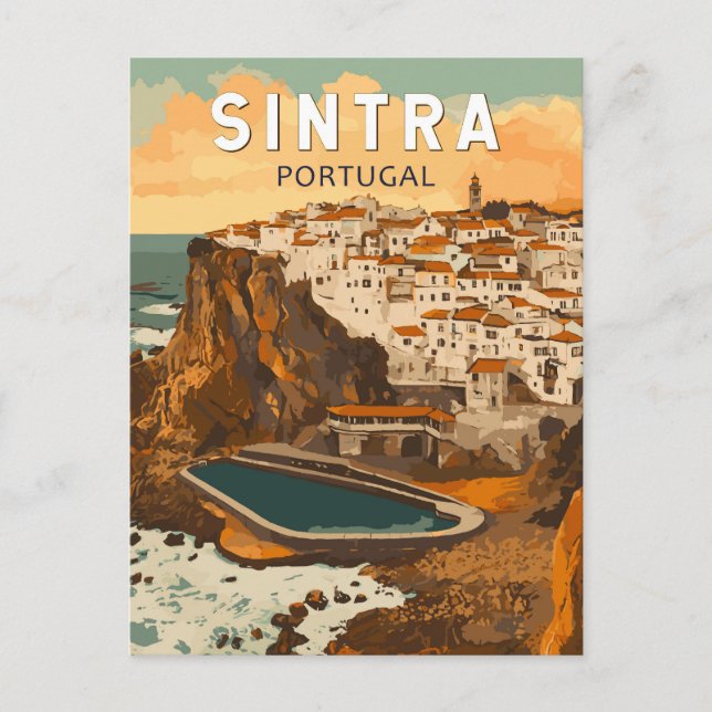 Sintra Portugal Illustration Travel Art Vintage Postcard (Front)