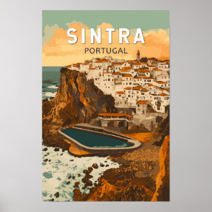 Sintra Portugal Illustration Travel Art Vintage Poster