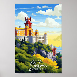 Sintra Portugal vintage travel illustration Poster