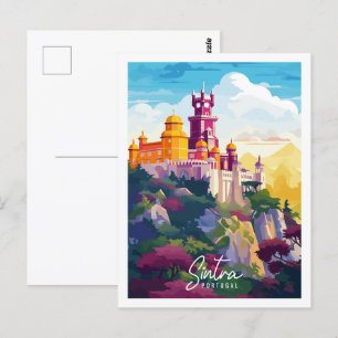 Sintra Portugal vintage travel place illustration Postcard