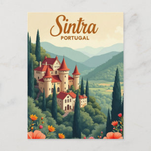 Sintra Portugal vintage travel place illustration Postcard