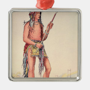 Sioux ball player Ah-No-Je-Nange Metal Tree Decoration