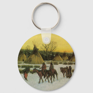 Sioux Camp at Wounded Knee by John Hauser Key Ring