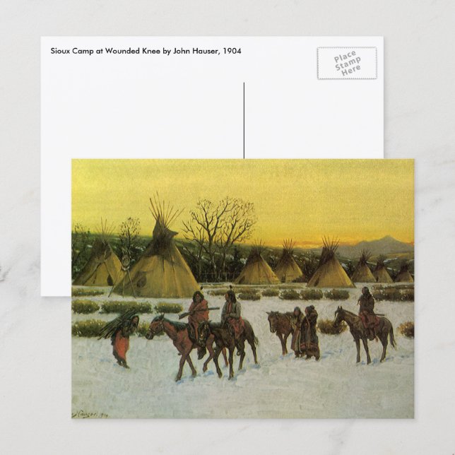 Sioux Camp at Wounded Knee by John Hauser Postcard (Front/Back)