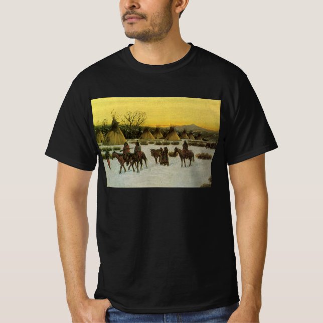 Sioux Camp at Wounded Knee by John Hauser T-Shirt (Front)