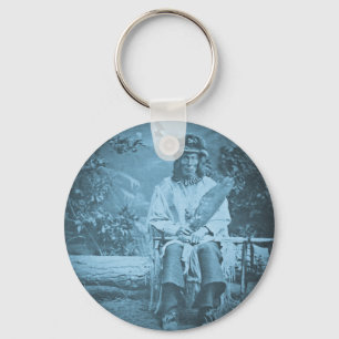 Sioux Chief Medicine Bear Vintage Stereoview Key Ring