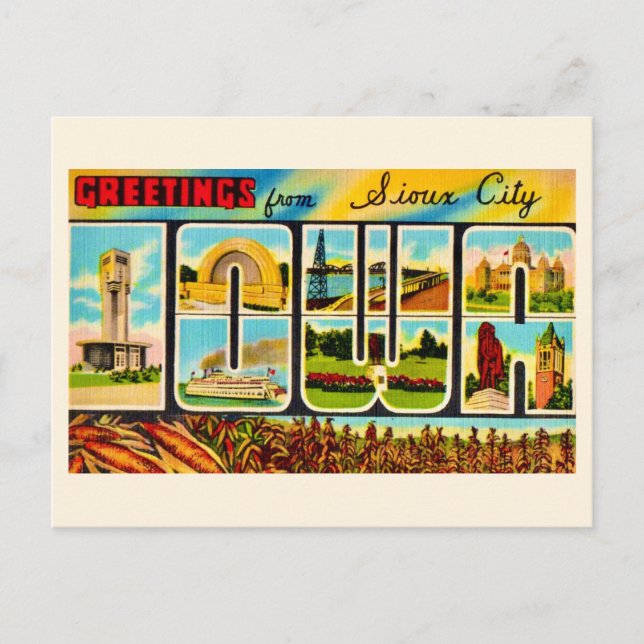  Sioux City IO Greetings  Postcard (Front)