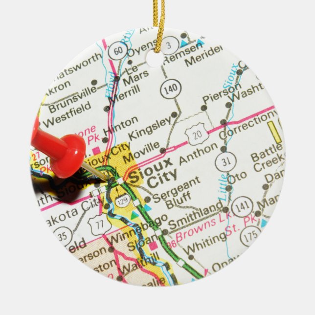 Sioux City, Iowa Ceramic Tree Decoration (Front)