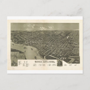 Sioux City, Iowa in 1888 Postcard