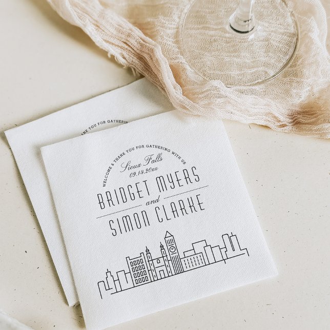 Sioux Falls Deco Skyline | Wedding Event Napkin (Creator Uploaded)