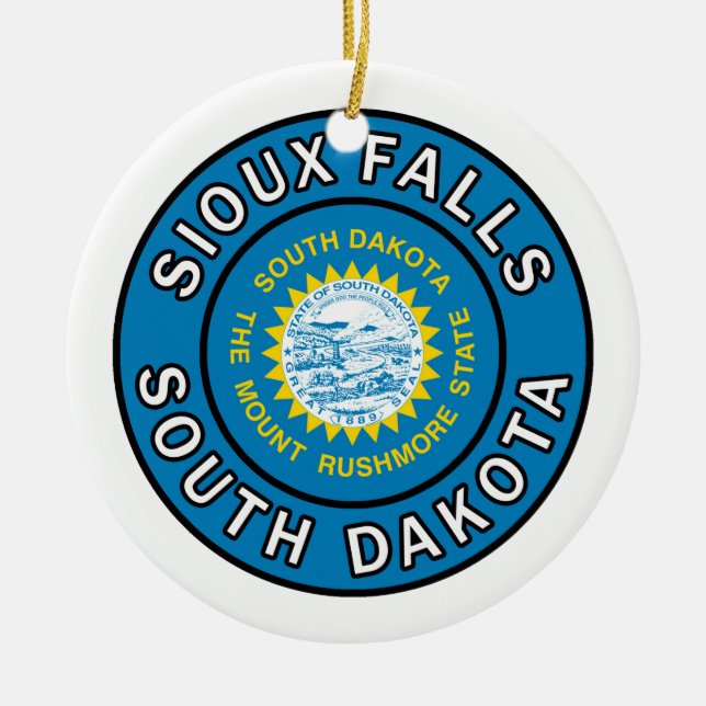 Sioux Falls South Dakota Ceramic Tree Decoration (Front)