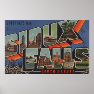 Sioux Falls, South Dakota - Large Letter Scenes Poster