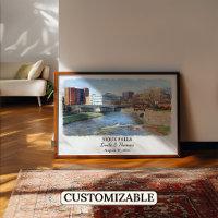 Sioux Falls South Dakota Poster, Watercolor