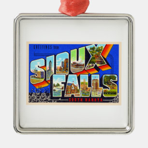 Sioux Falls South Dakota SD Large Letter Postcard Metal Tree Decoration
